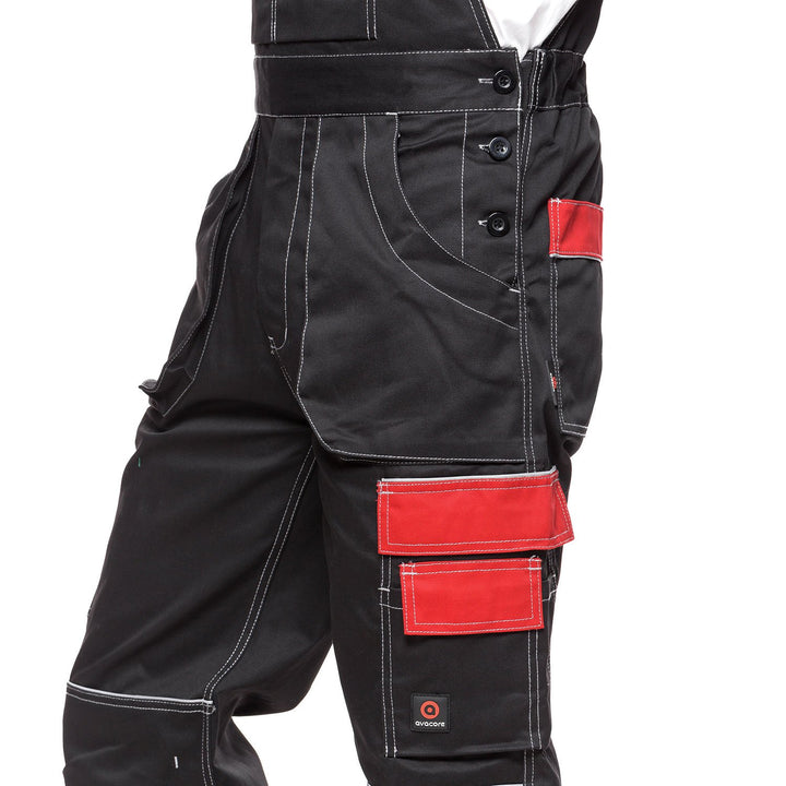 Avacore Helios Bib Pants Dubh agus Dearg Dungarees Méid RA 40, EUR 56 (103-108)