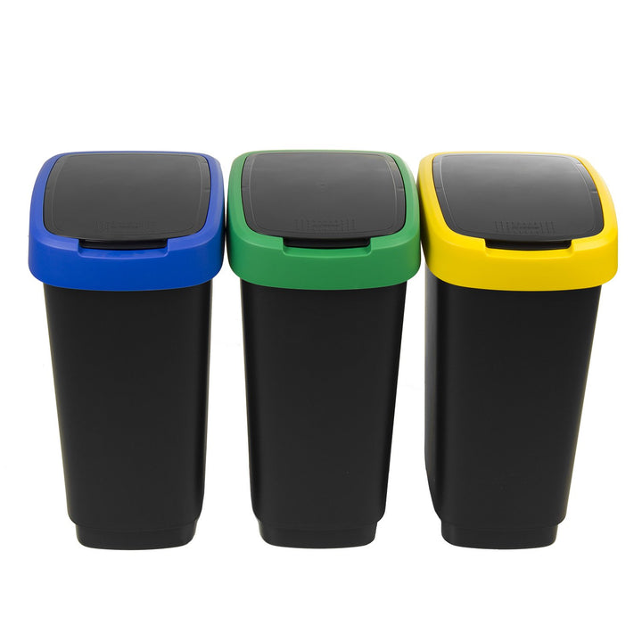 Rotho Twist Set of 3 Sorting Waste Bins - 3x 25L Rotho Twist