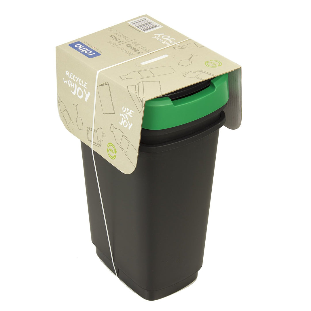 Rotho Twist Set of 3 Sorting Waste Bins - 3x 25L Rotho Twist