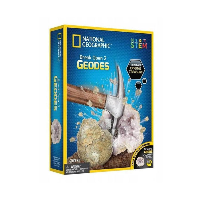 National Geographic Set Break Open Two Geodes - Educational Kit - Gift Idea - Geniuine Geodes Specimens Inside