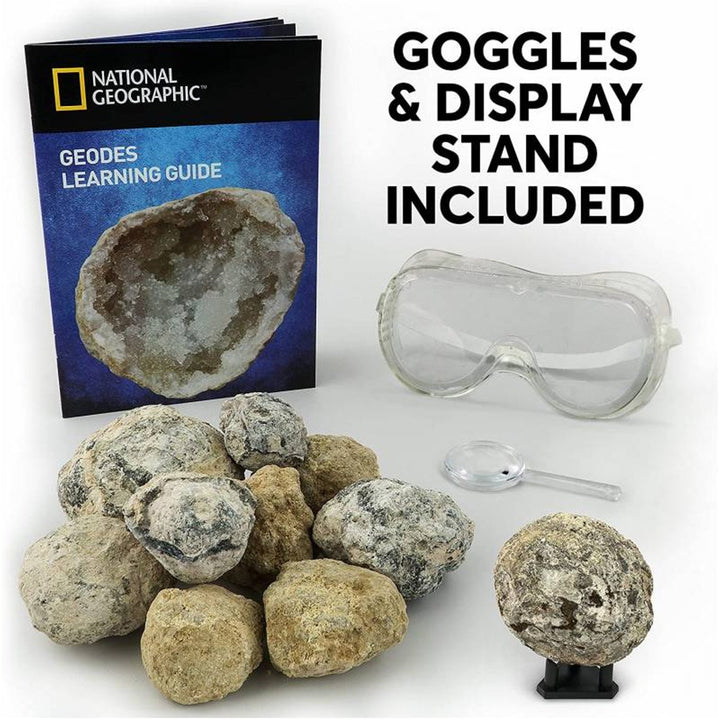 National Geographic Set Break Open Two Geodes - Educational Kit - Gift Idea - Geniuine Geodes Specimens Inside