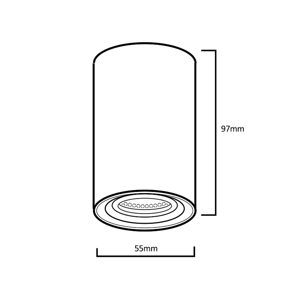 Feiste / feadán dromchla Maclean, spota, cruinn, alúmanam, GU10, 55x100mm, dubh, MCE458 B/B