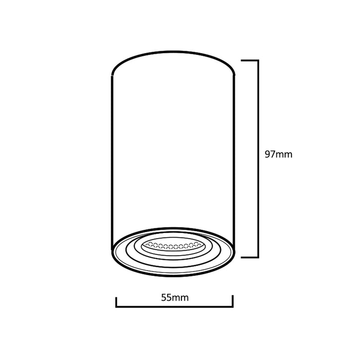 Feiste / feadán dromchla Maclean, spota, cruinn, alúmanam, GU10, 55x100mm, dubh, MCE458 B/B