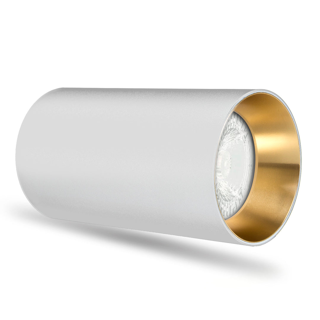 Maclean surface mount / tube, spot, round, aluminum, GU10, 55x100mm, white / gold, MCE458 W/G