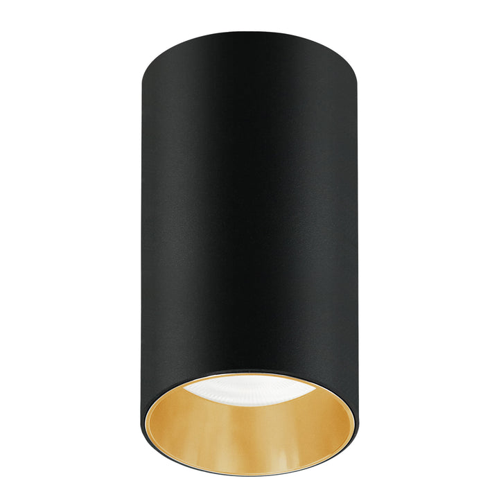 Maclean surface mount / tube, spot, round, aluminum, GU10, 55x100mm, black / gold, MCE458 B/G