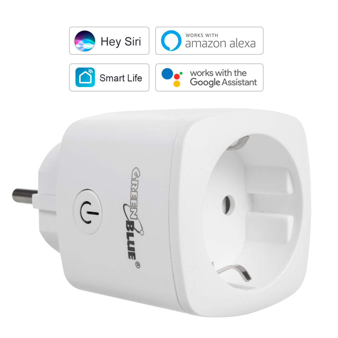 GreenBlue WiFi remote controlled socket, Android/iOS/Alexa/Google Home, power consumption, timer, max 3680W, type F, GB720 F. Energy, timer, max 3680W, type F, GB720 F