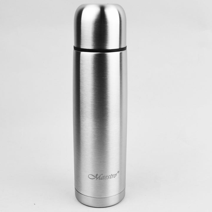 Stainless steel thermos flask with drinking cup and carrying bag for hot or cold drinks (750ml)