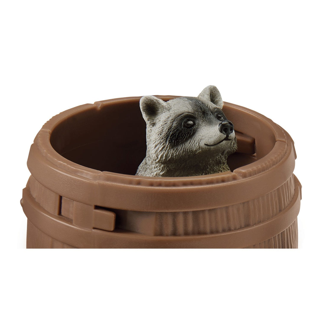 Schleich SLH42532 Nutty Mischief Wild Life Forest Animals Playset Figures 2 Raccoons Skunk Barrel Nut