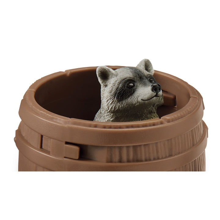 Schleich SLH42532 Nutty Mischief Wild Life Forest Animals Playset Figures 2 Raccoons Skunk Barrel Nut
