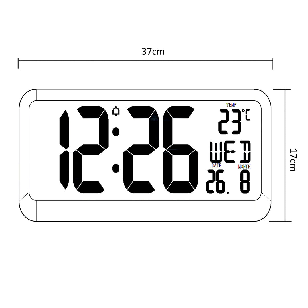 Balla Clog Mór Digiteach Buan saor in aisce le Braiteoir Teochta 37x17cm Cuibheoir Cumhachta Taispeána LCD &amp; Ceallraí Oibrithe