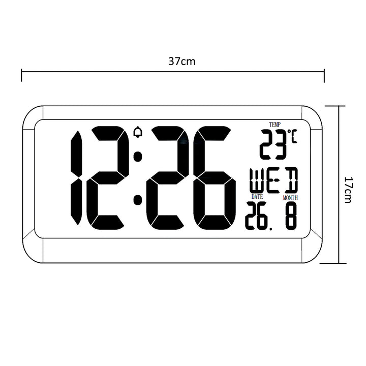 Balla Clog Mór Digiteach Buan saor in aisce le Braiteoir Teochta 37x17cm Cuibheoir Cumhachta Taispeána LCD &amp; Ceallraí Oibrithe