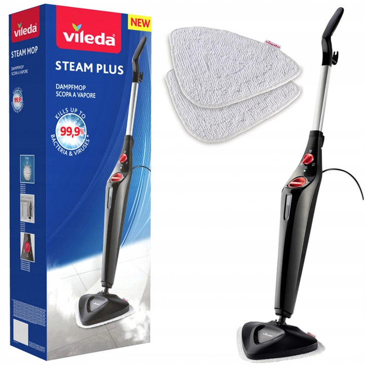 Vileda 168917 Steam Plus 3.0 Leictreach Gaile Mop le 2x Micrimhilseogra