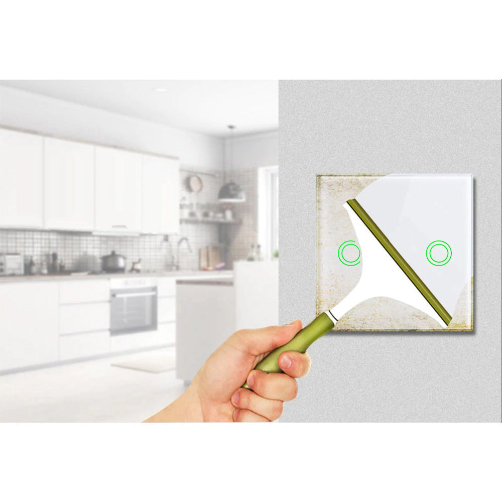 Smart WiFi 2-Fold Touch Light Switch Compatible with Tuya APP Wall Switch Glass Switch with Color Changing LED Backlight Recessed Switch 85x85mm (2-Fold Round, White)