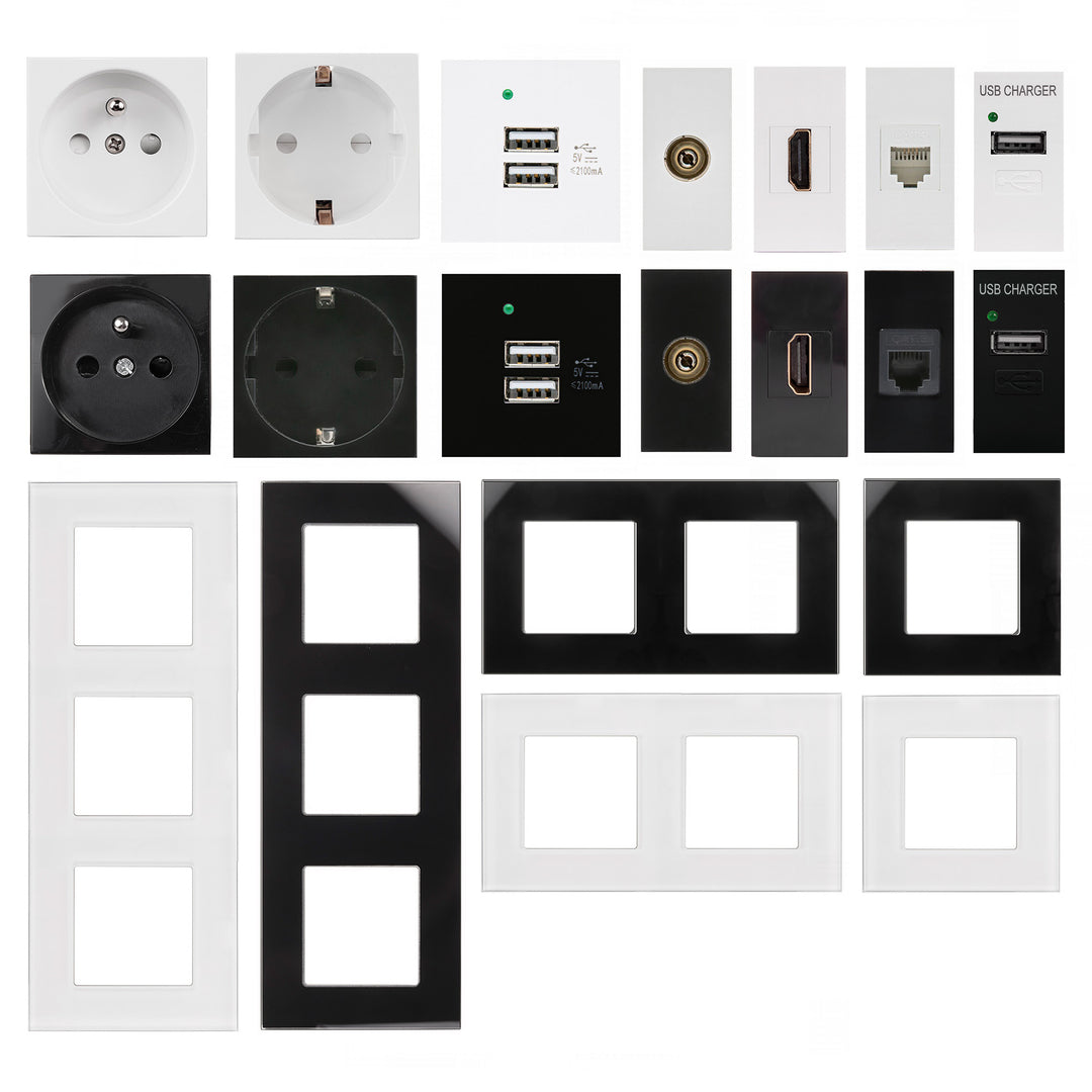 Maclean MCE727B USB Soicéad Charger Nasc USB Suas Le 1A Soicéad Balla Modúlach Sruthlaigh Bosca Balla Mount (Soicéad USB 1A, Bán)