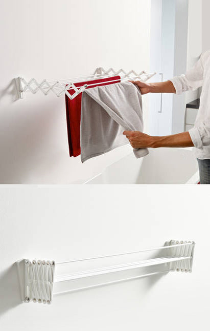 Laundry Clothes Airer Line Dryer Folding Wall Mounting Balcony Drying Rack Portable Steel 50cm Width