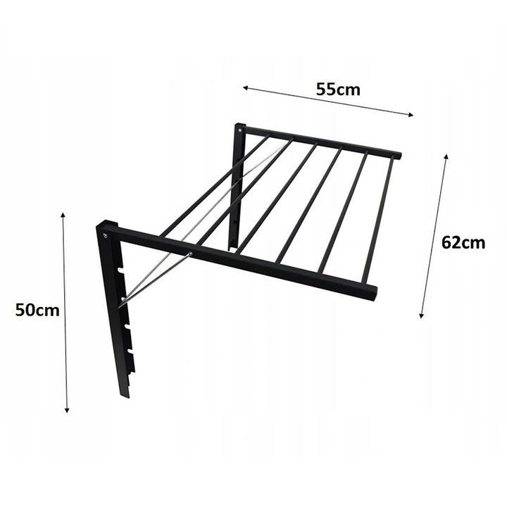 Raca triomadóir éadaí balla Majka gléasta ar an mballa (60cm, Dubh)