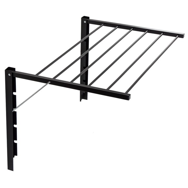 Majka Wall Mounted Clothes Airer Dryer Drying Rack 70cm Black Collapsible Foldable