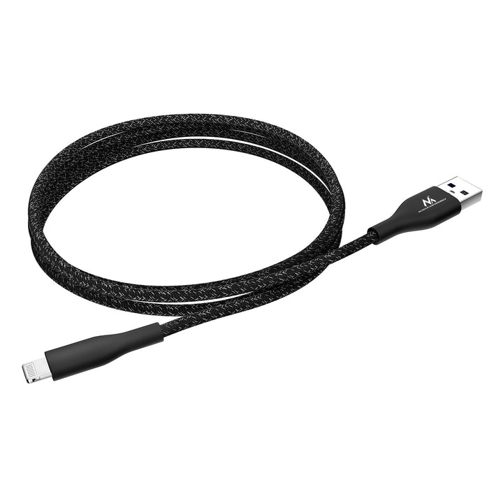 Aistriú Cábla Muirir IOS MFi Táille Fast USB 2.4A Dubh 1m 5V 2.4A níolón