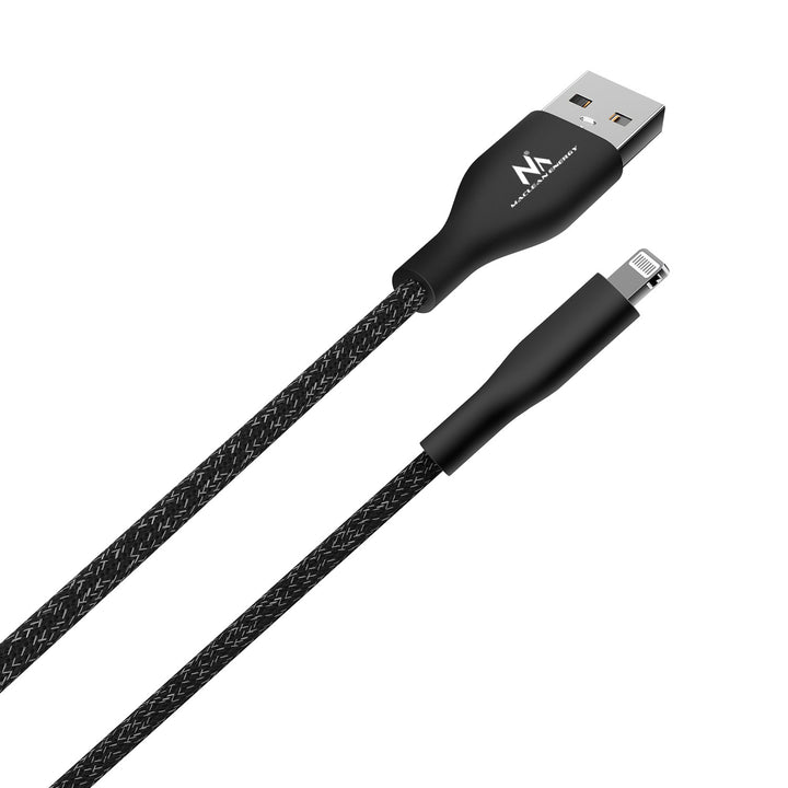 Aistriú Cábla Muirir IOS MFi Táille Fast USB 2.4A Dubh 1m 5V 2.4A níolón