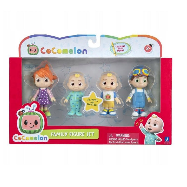 CoComelon CMW0169 CoComelon 4 Figurine Pack Family Set 2 x JJ + TomTom + YoYo + Leathanach Dathúcháin