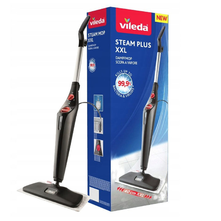 VILEDA 168935 Vileda Steam Mop Steam XXL Set 3.0 Folding Carpet Cleaning Pad Rotating Washable