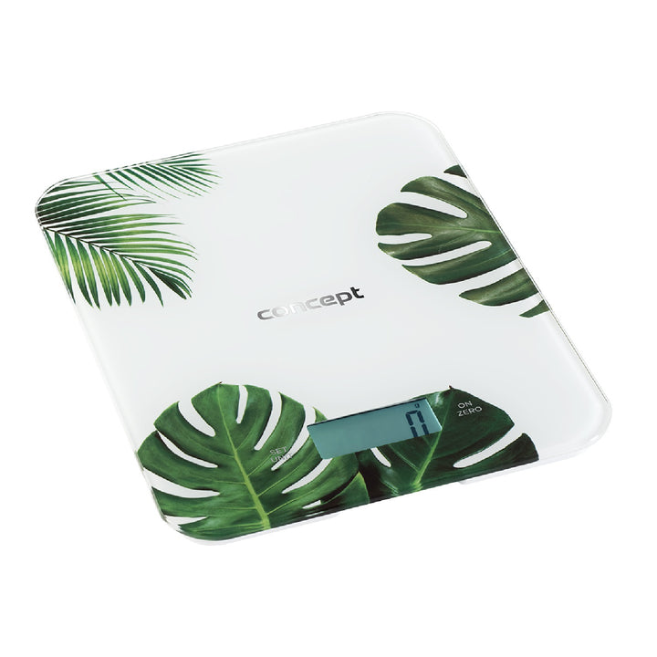Concept VK5713 Digital Kitchen Scale - Monstera - 15kg Clock Timer Monstera Floral Design max. 15kg with Hanging Hook