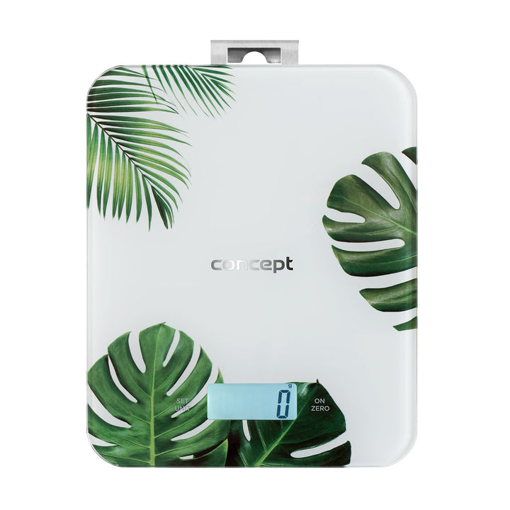 Concept VK5713 Digital Kitchen Scale - Monstera - 15kg Clock Timer Monstera Floral Design max. 15kg with Hanging Hook