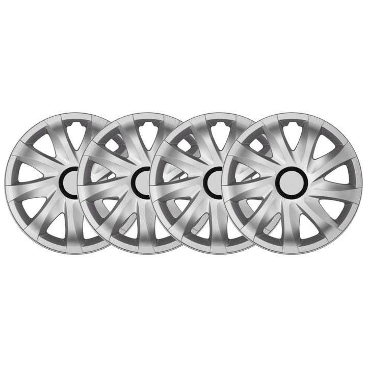 NRM 14" Clúdaigh Rothaí Hubcaps Baile Átha Troim Silver 4 PCS Socraigh frithsheasmhach in aghaidh ABS durable