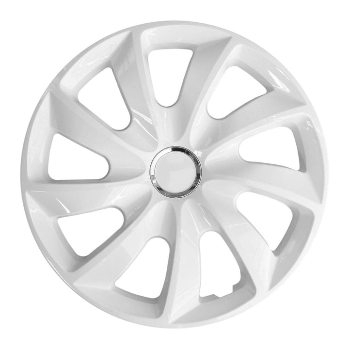 NRM 13" Clúdaigh Rothaí Hubcaps Trimeanna Bán ABS Frithsheasmhach in aghaidh Aimsire 4 PCS Set