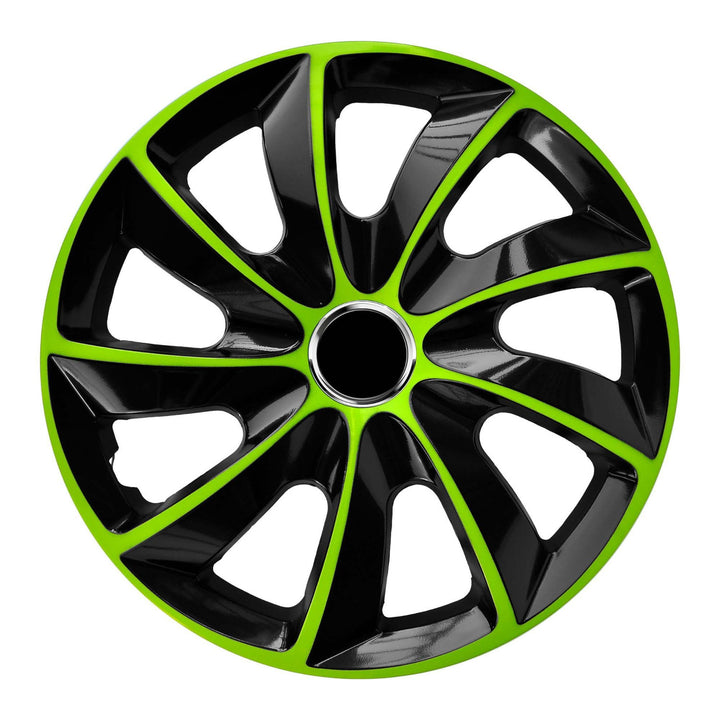 Wheel trims Wheel covers - 4 pieces complete set - NRM STIG EXTRA - Black & Green - 15" inch