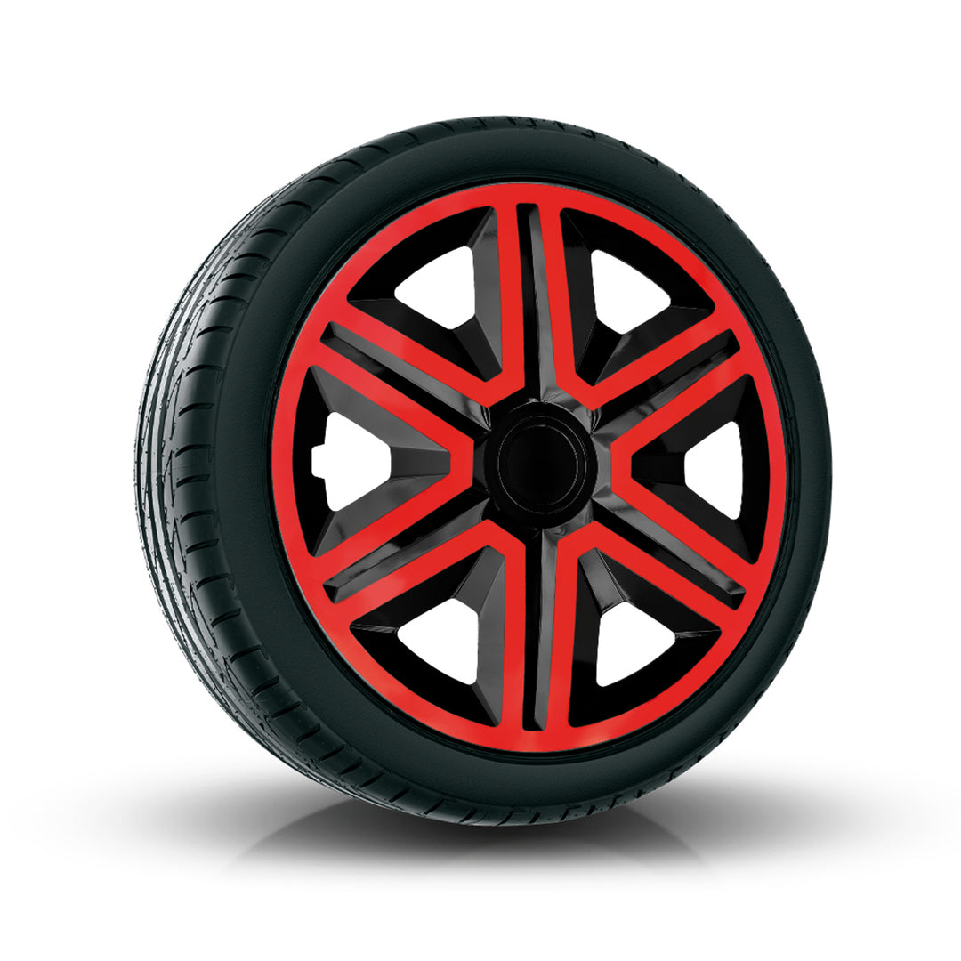 NRM Doublecolour Black-Red 15'' Hub Caps Set of 4 - Black and Red