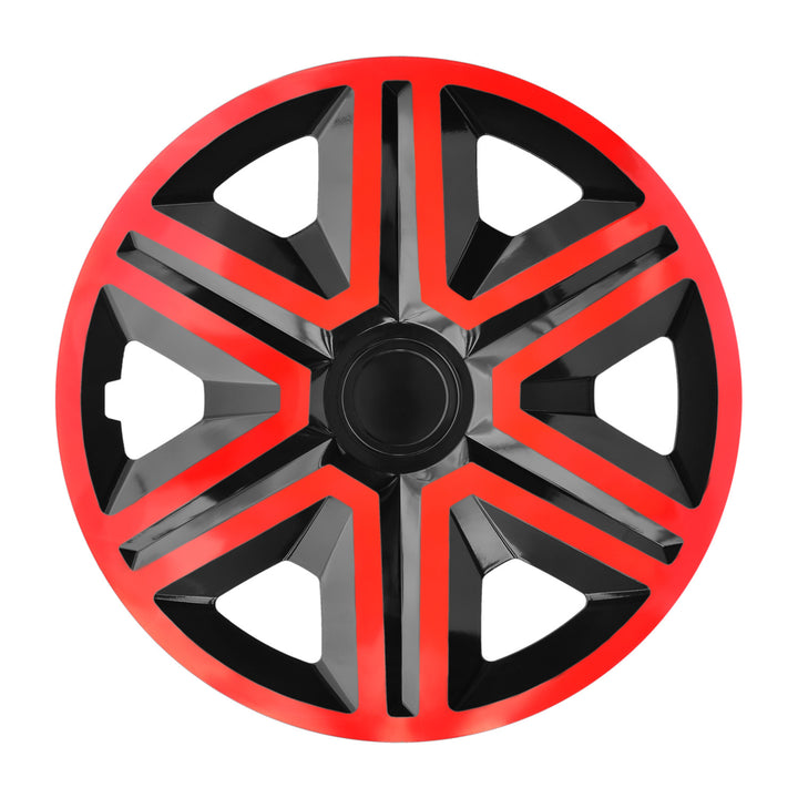 NRM Doublecolour Black-Red 15'' Hub Caps Set of 4 - Black and Red