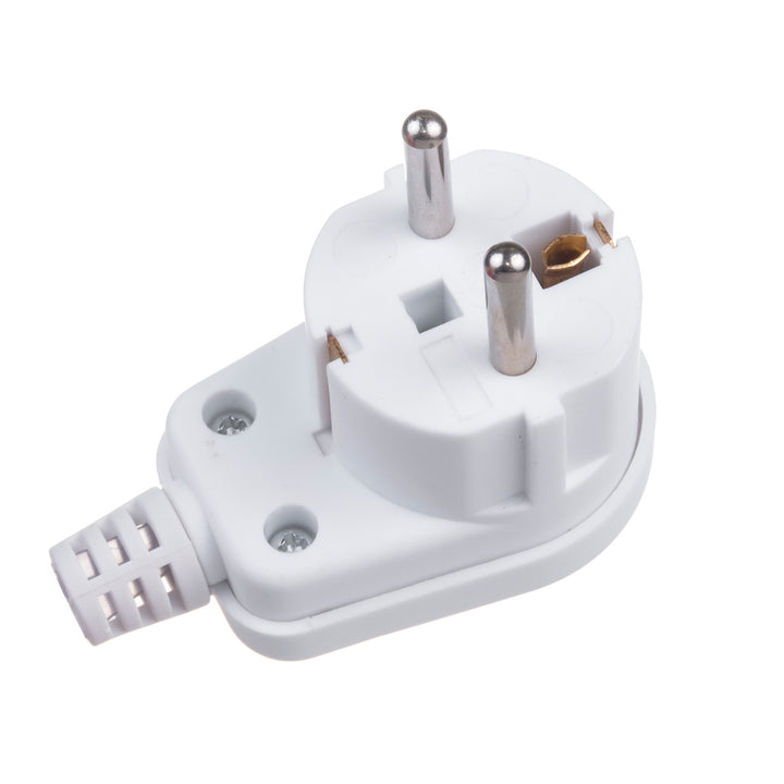 Maclean MCE330 Earthing Contact Plug Uni Schuko Angle Plug Unischuko Uni Schuko Plug 16A 250V Plastic White