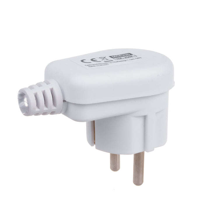 Maclean MCE330 Earthing Contact Plug Uni Schuko Angle Plug Unischuko Uni Schuko Plug 16A 250V Plastic White