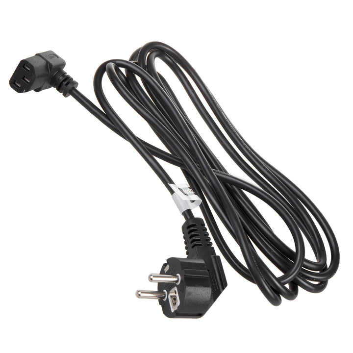 Power cord 3-pin protective contact for power plug 90 degree angle power cord bottom angle black (3 meters)