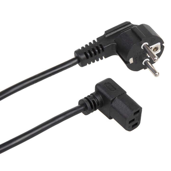 Power cord 3-pin protective contact for power plug 90 degree angle power cord bottom angle black (3 meters)