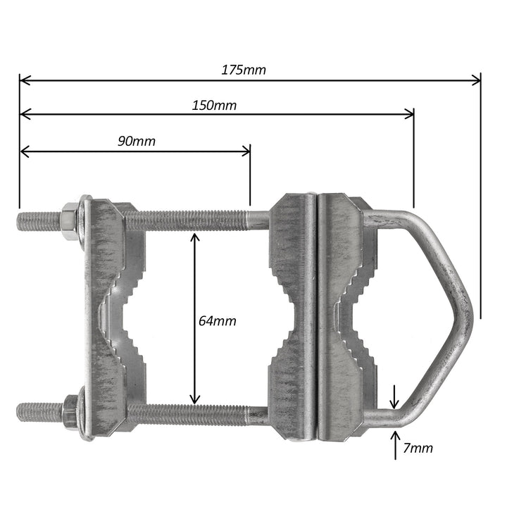 Clamp Crann Antenna Maclean MCTV-921 ar feadh suas le 2 chrann Galvanized Cruach V Bolt