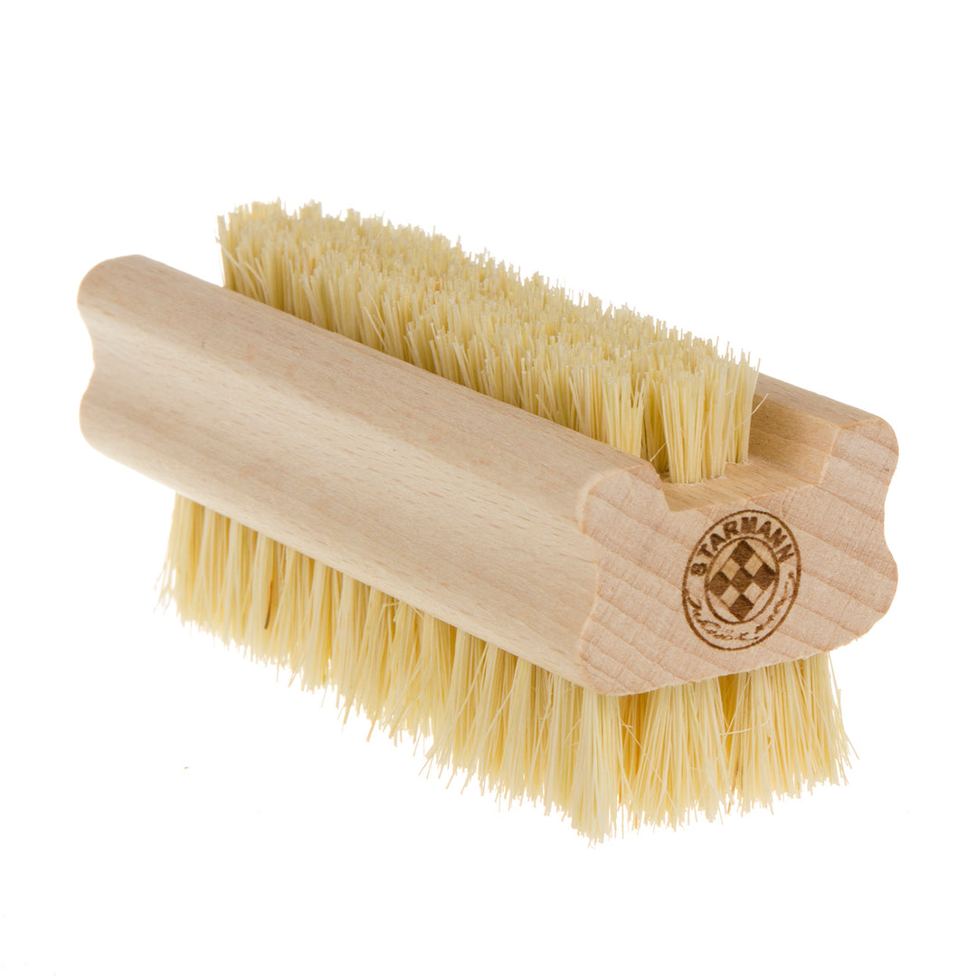 Wooden Hand Nail Cleaning Brush Double Sided Tampico Beech Wood Dry Massage Scrubbing