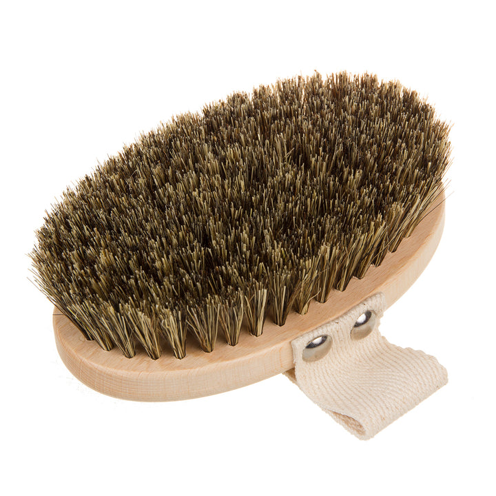 Neckline Body Brush Horse Hair Tampico Agave Natural Dry Massage Ergonomic Handle