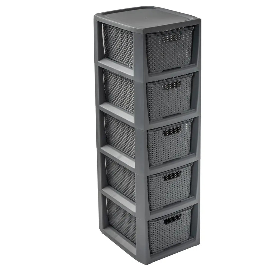 Bookcase dresser cabinet with 5 baskets BranQ in anthracite color