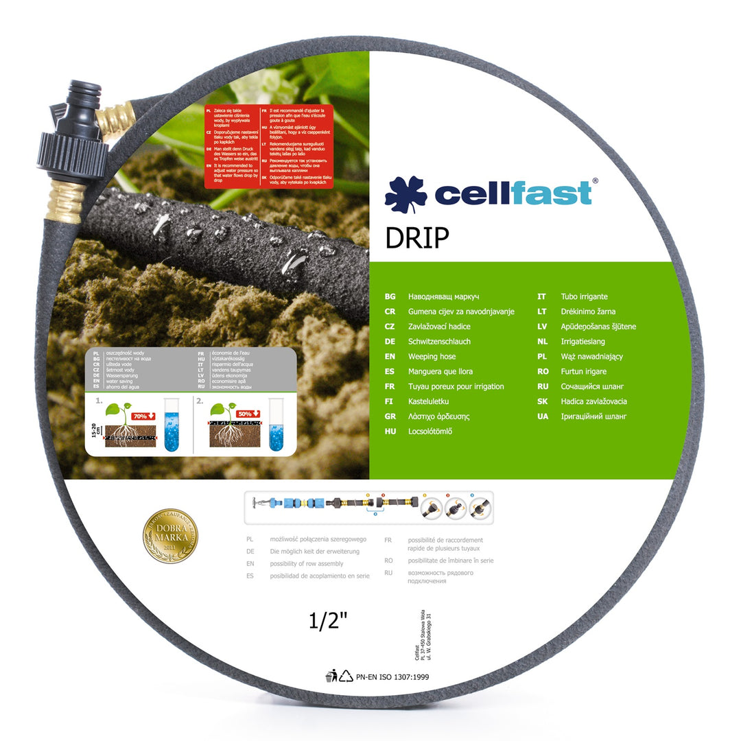 Cellfast Drip irrigation hose 1/2" 30m for economical and precise watering of plants