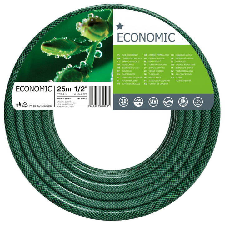 Hose gairdín eacnamaíoch Cellfast 1/2" 25m 3-chiseal