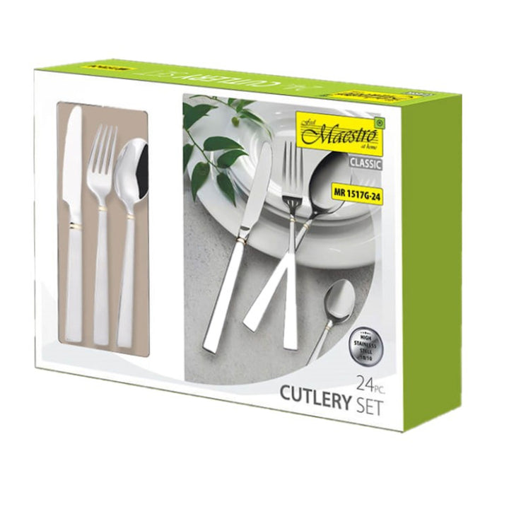 Dining Cutlery Set 24 Pieces for 6 People Stainless Steel Table Knife Fork Tea Spoon