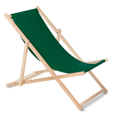 The GreenBlue GB183 classic lounger, crafted from premium beech wood, boasts a timeless design in a rich, dark green hue.
