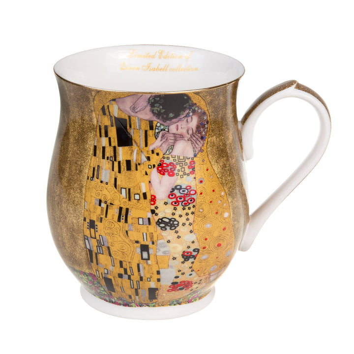 Queen Isabell Kiss by Gustav Klimt Set of 2 350ml Porclain Mugs with Spoons for Grandma Gift