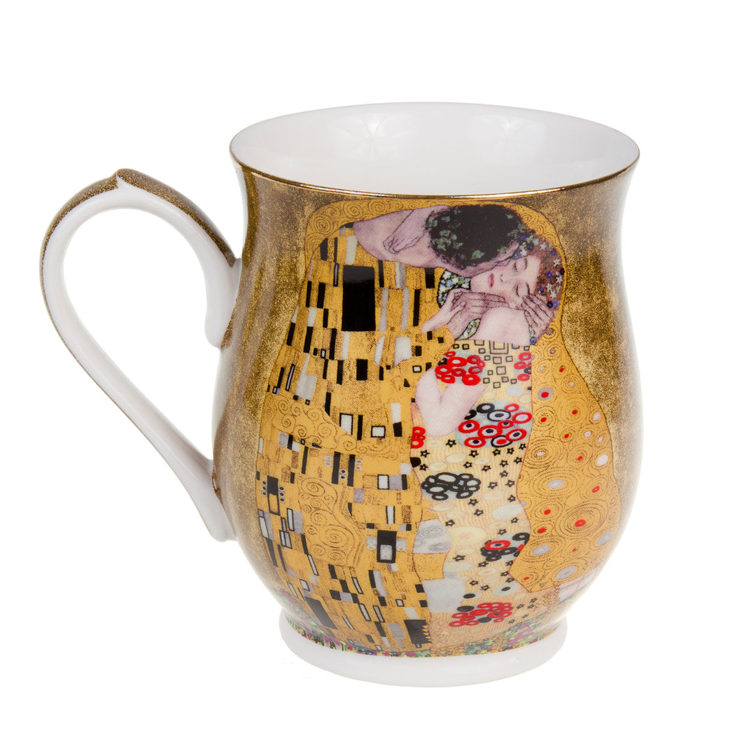 Queen Isabell Kiss by Gustav Klimt Set of 2 350ml Porclain Mugs with Spoons for Grandma Gift