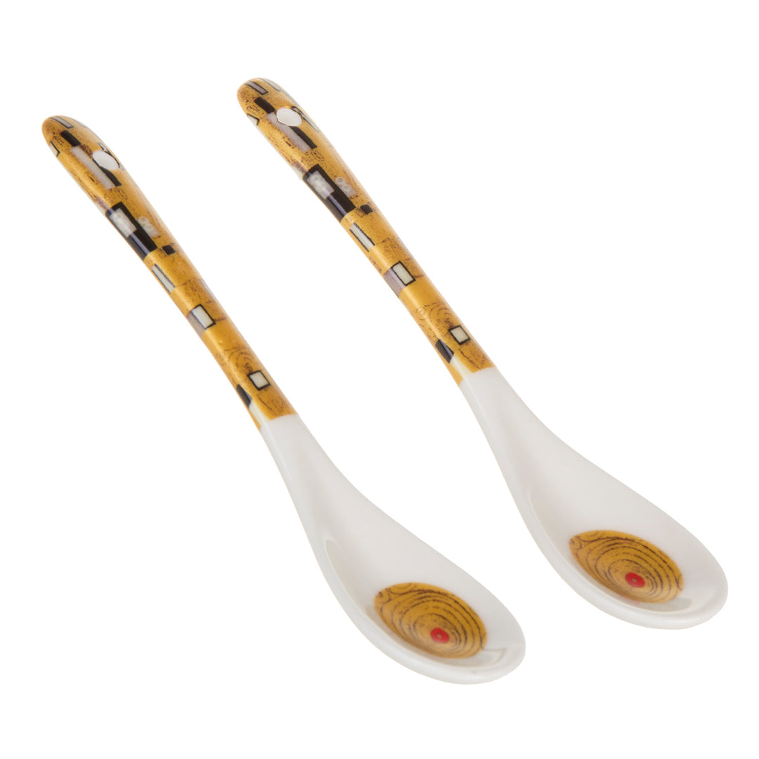 Queen Isabell Kiss by Gustav Klimt Set of 2 350ml Porclain Mugs with Spoons for Grandma Gift