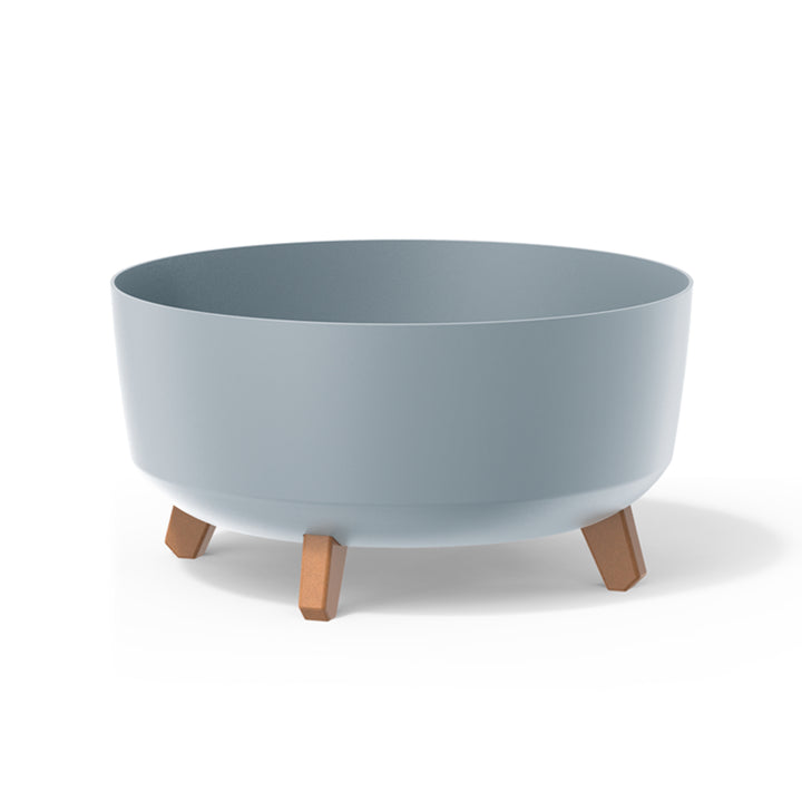 14.3L Low Flower Pot Planter Light Grey with Detachable Legs 38 cm Inner Liner Indoor Outdoor Round Plastic UV-resistant