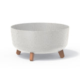 Low Eco Wood Flower Pot with Removable Legs Including Insert for Indoor and Outdoor Use Planter Round Plastic UV-resistant 380mm, ECO White