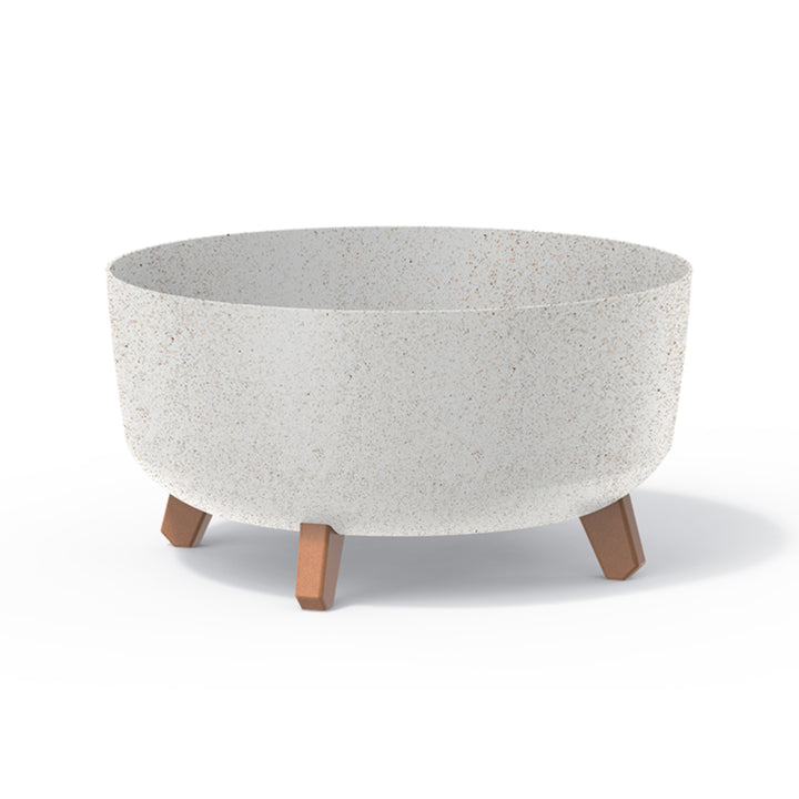 Low Eco Wood Flower Pot with Removable Legs Including Insert for Indoor and Outdoor Use Planter Round Plastic UV-resistant 380mm, ECO White